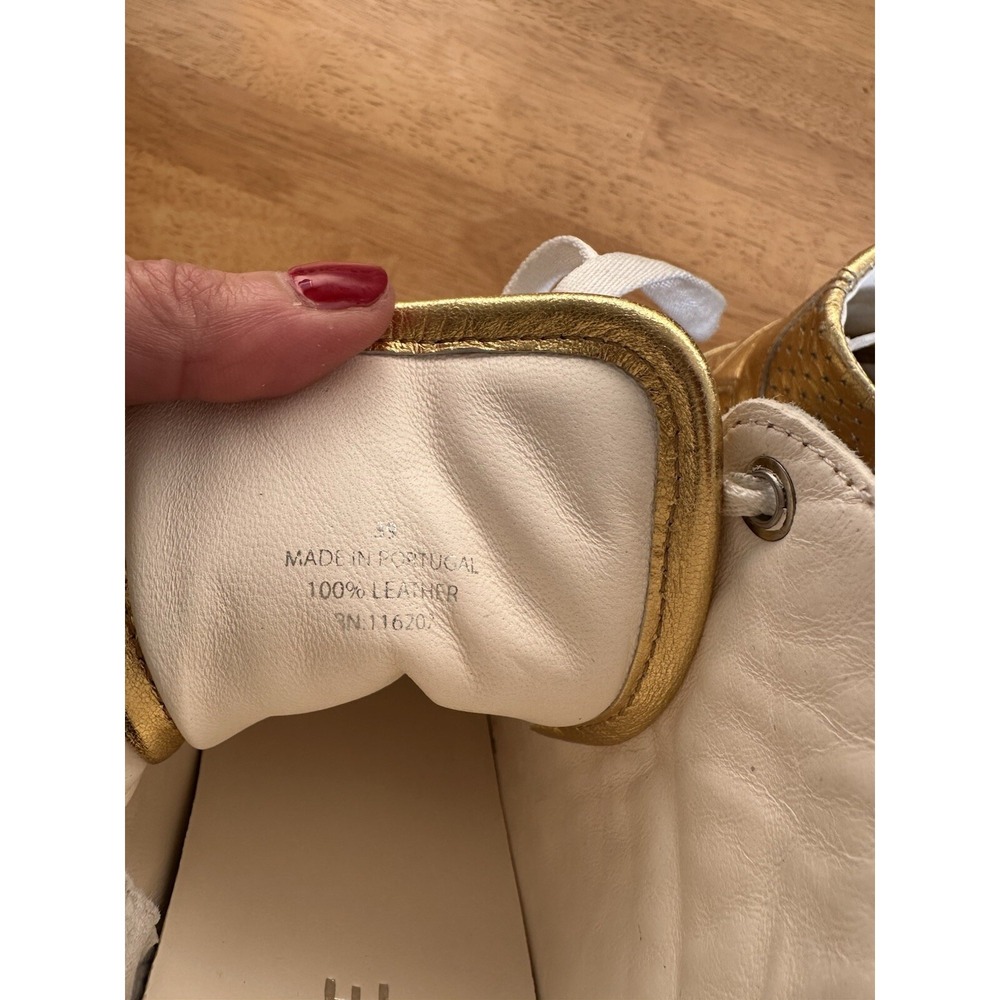 Zadig & Voltaire Sneakers Flash Metallic Leather High Top Gold Sz 9/ 39 New - Picture 9 of 10